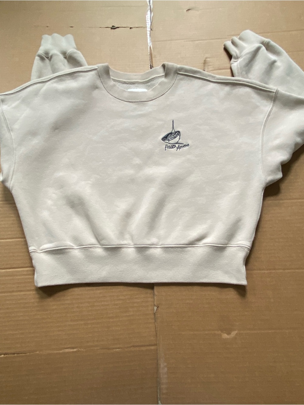 Abercrombie & Fitch Cream Sweatshirt with Navy Embroidered Logo